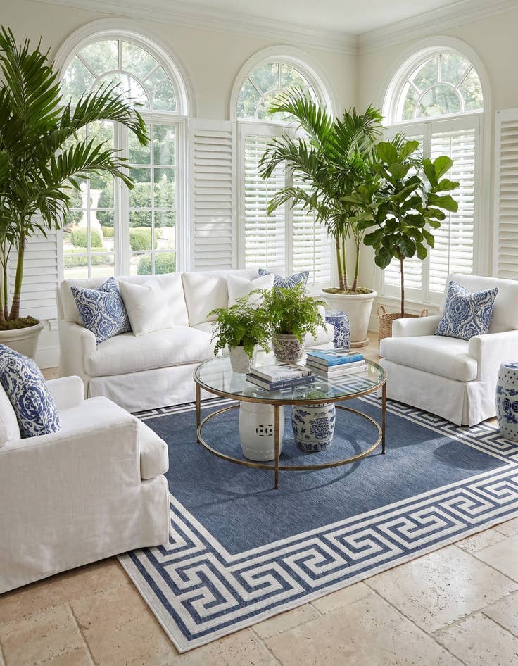 Detail image of 7' 10 x 7' 10 Easy-Clean Coastal Indoor / Outdoor Square Rug