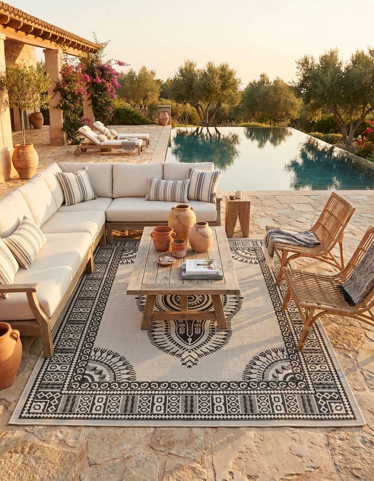 Detail image of 7' 10 x 10' Easy-Clean Traditional Indoor / Outdoor Rug