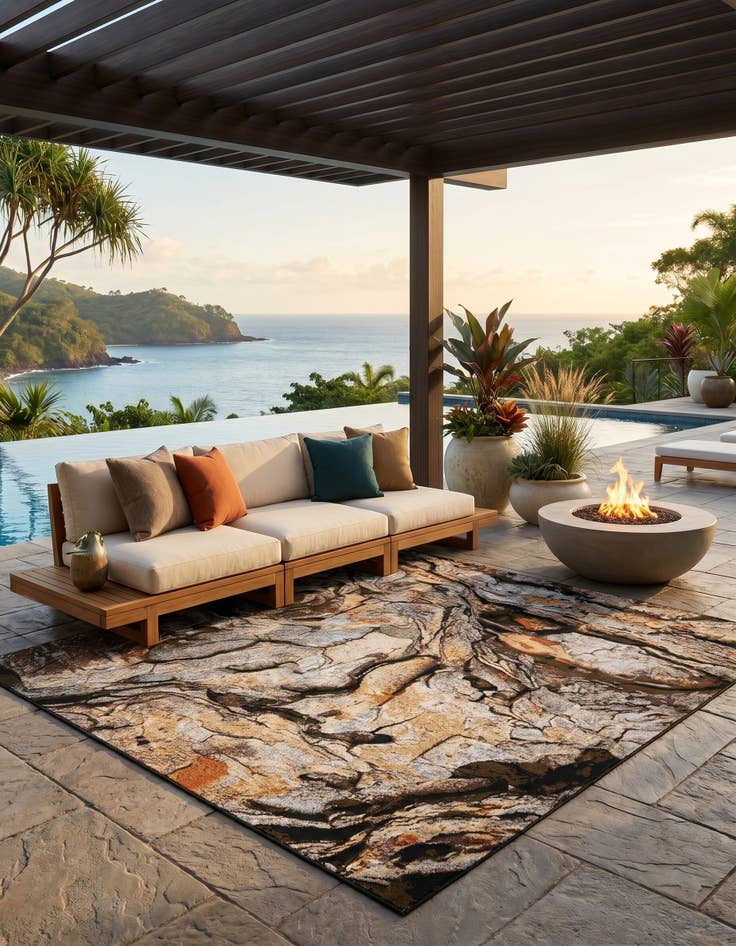 Detail image of 6' x 9' Easy-Clean Modern Indoor / Outdoor Rug