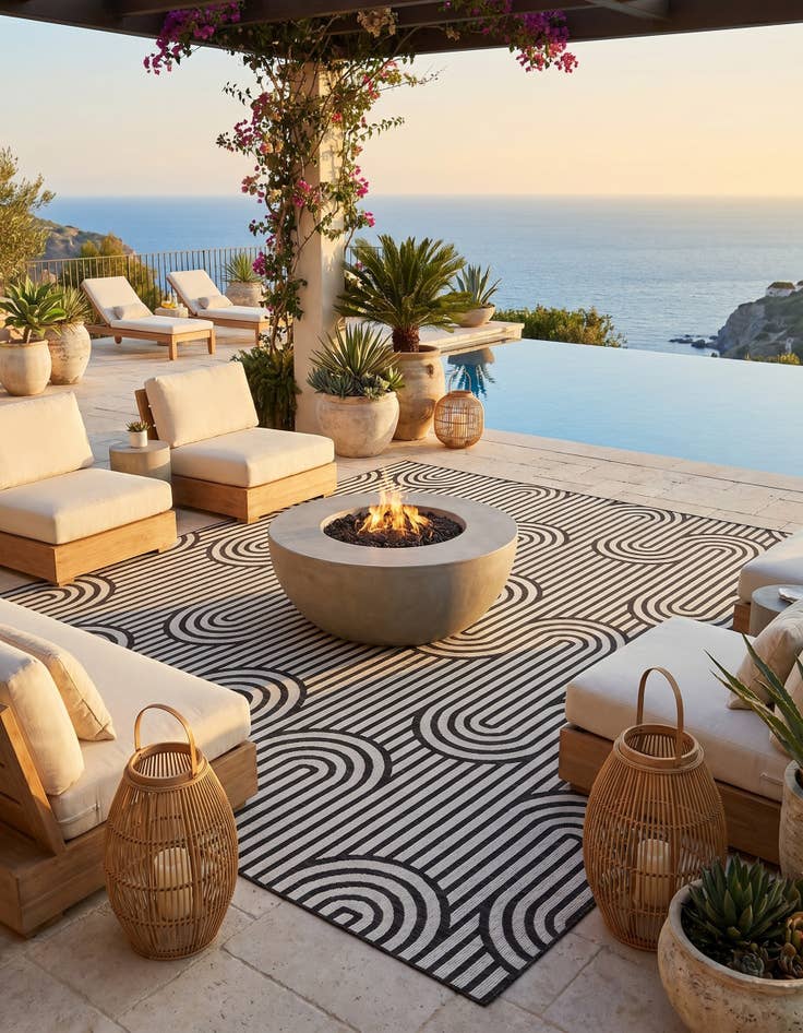 Detail image of 13' x 13' Easy-Clean Modern Indoor / Outdoor Square Rug