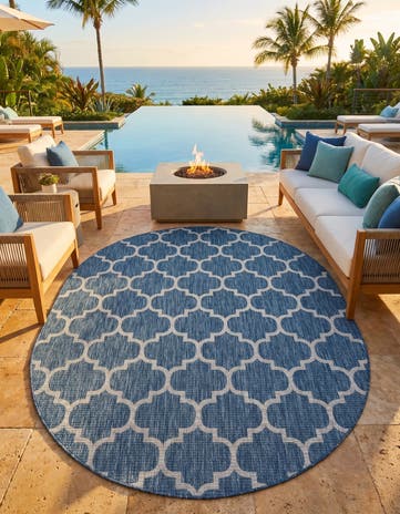 7' 10 x 10' Easy-Clean Lattice Indoor / Outdoor Oval Rug