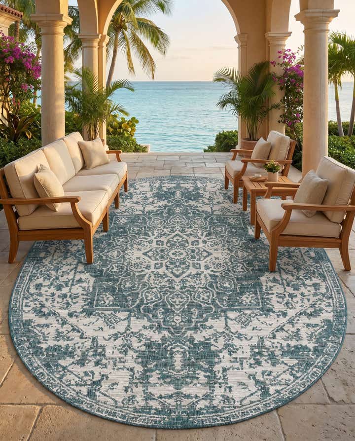 7' 10 x 10' Easy-Clean Jill Zarin Dubai Indoor / Outdoor Oval Rug