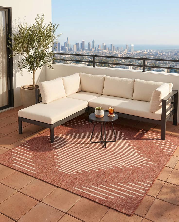 Detail image of 7' x 7' Easy-Clean Modern Indoor / Outdoor Square Rug