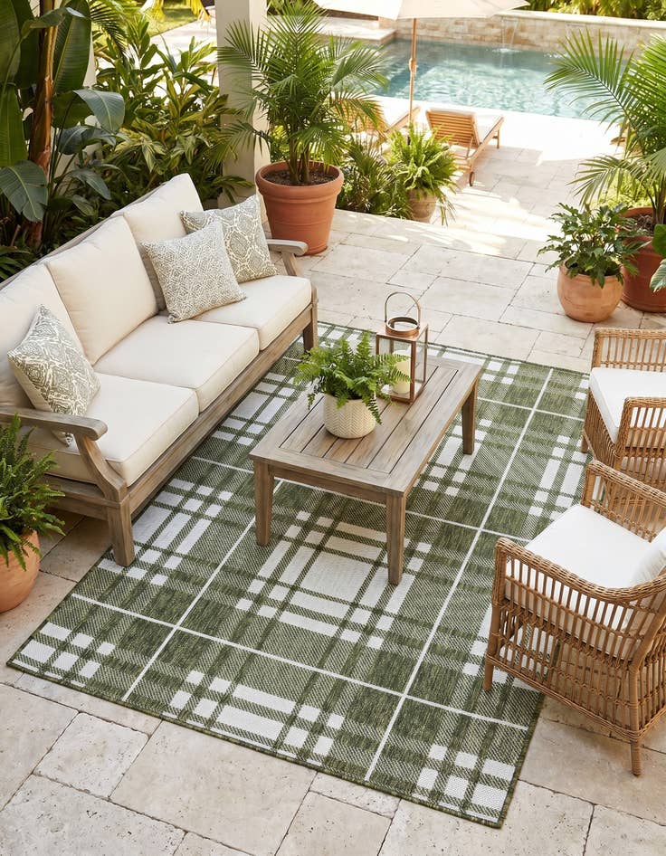 Detail image of 4' x 6' Easy-Clean Checkered Indoor / Outdoor Rug
