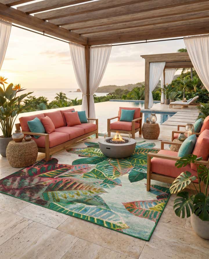 7' x 10' Easy-Clean Botanical Indoor / Outdoor Rug