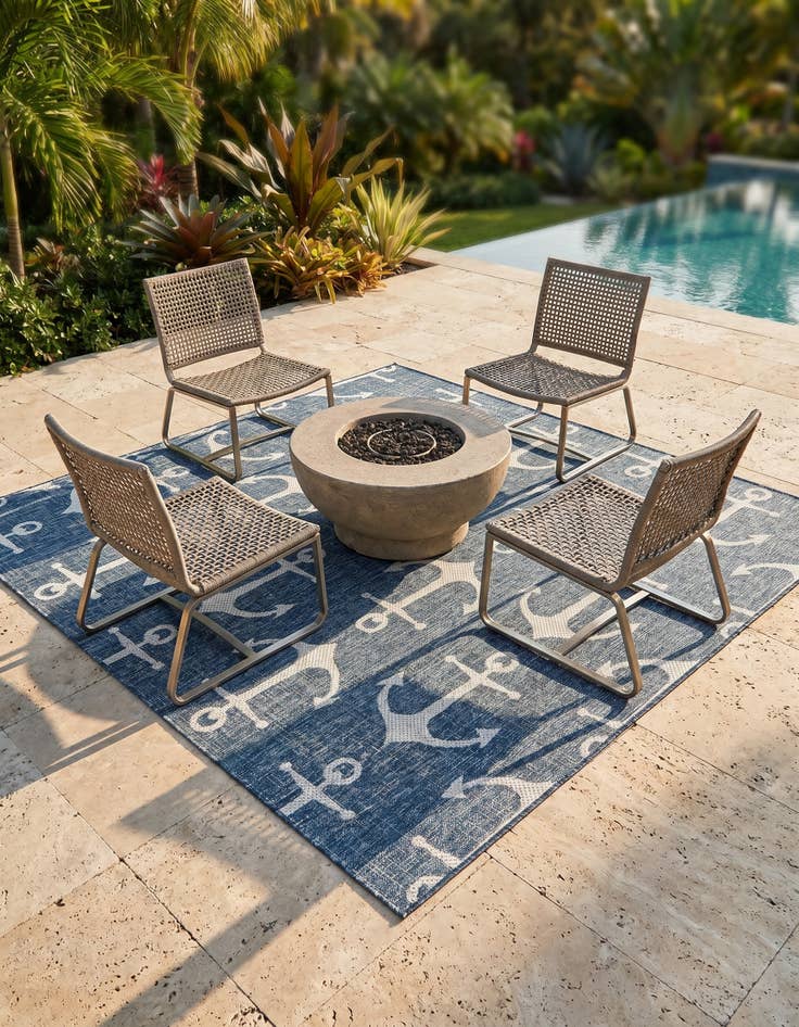 Detail image of 6' x 6' Easy-Clean Coastal Indoor / Outdoor Square Rug