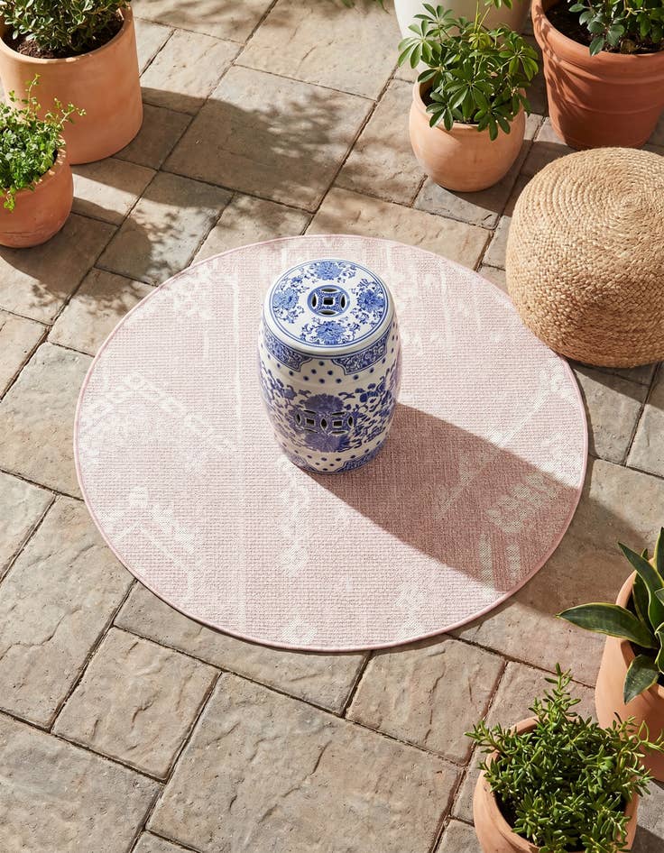 Detail image of 3' x 3' Easy-Clean Bohemian Indoor / Outdoor Round Rug