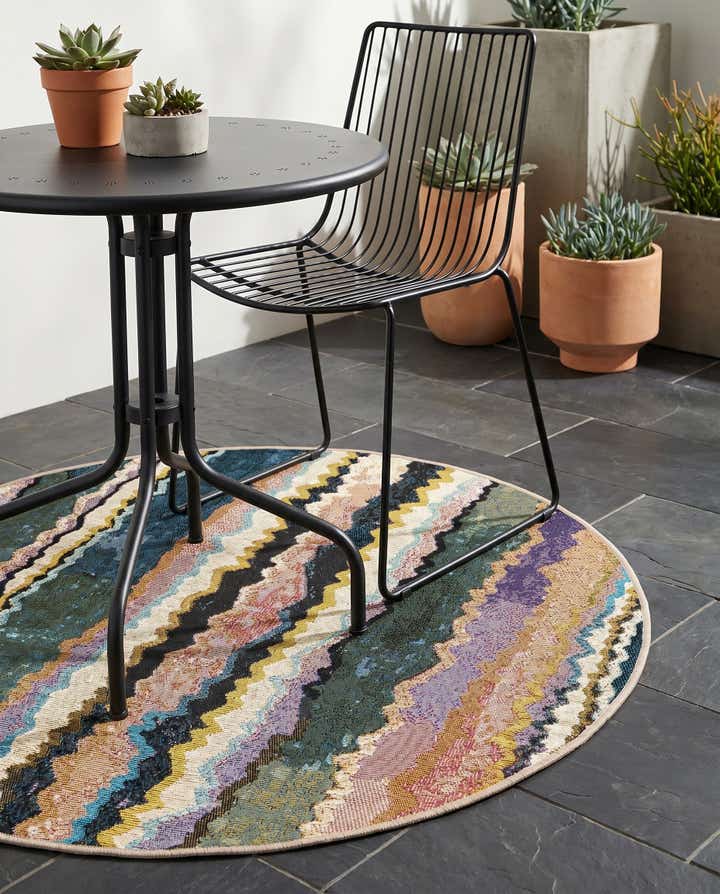 3' x 3' Easy-Clean Modern Indoor / Outdoor Round Rug
