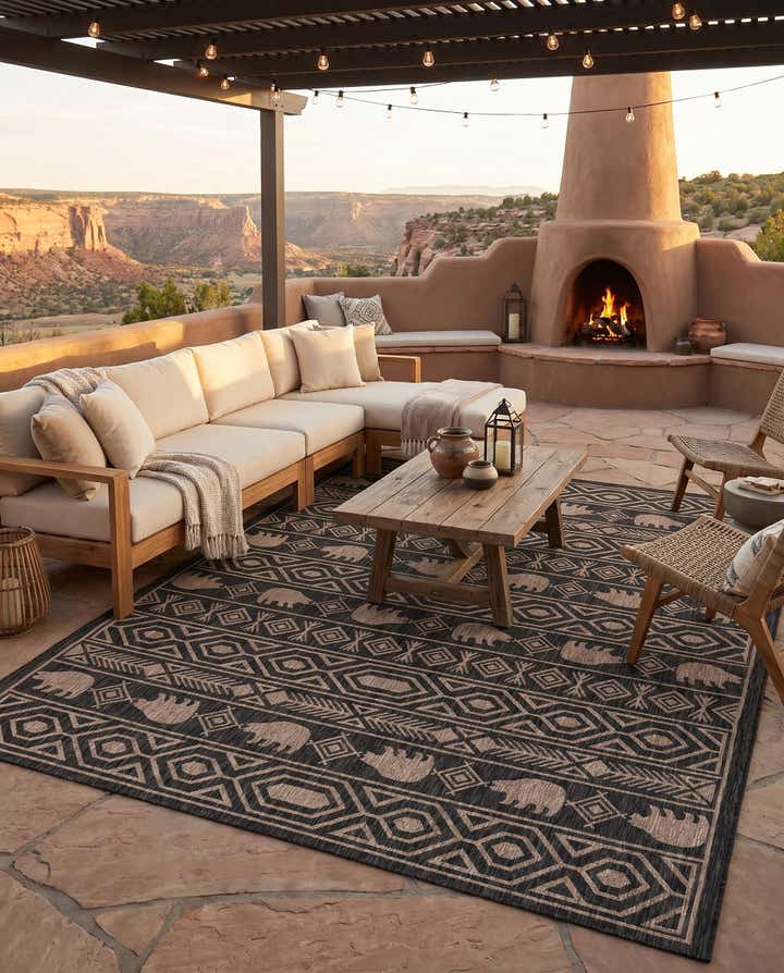 10' x 14' Easy-Clean Southwestern Indoor / Outdoor Rug