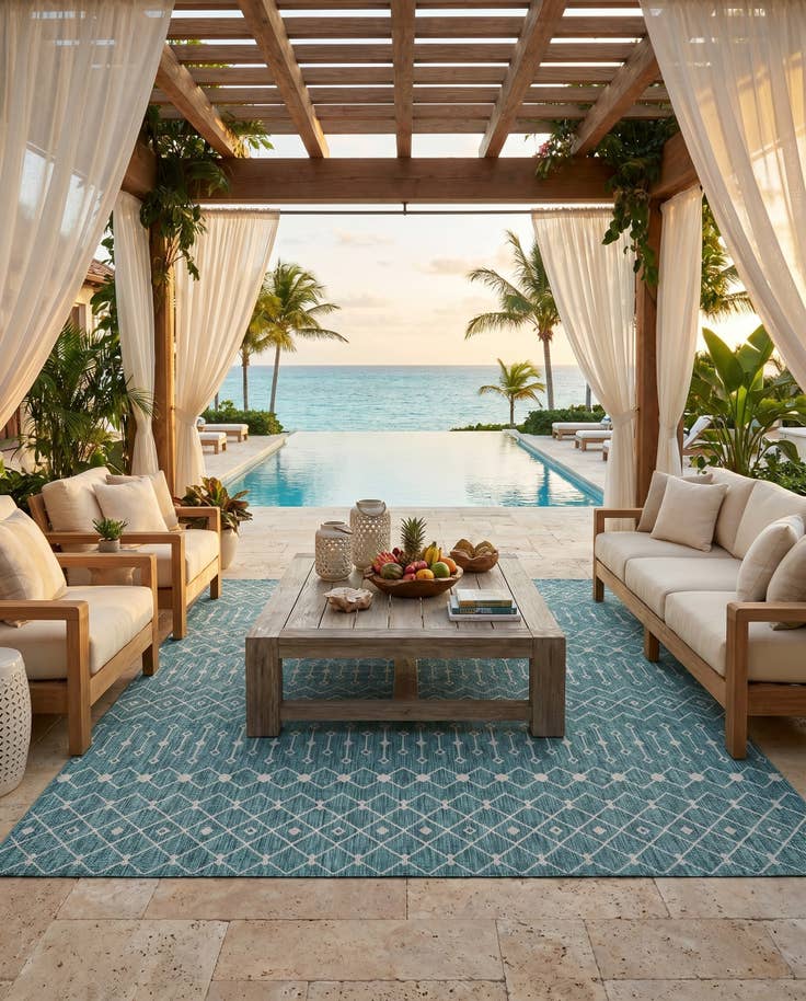 Detail image of 10' 8 x 10' 8 Easy-Clean Lattice Indoor / Outdoor Square Rug