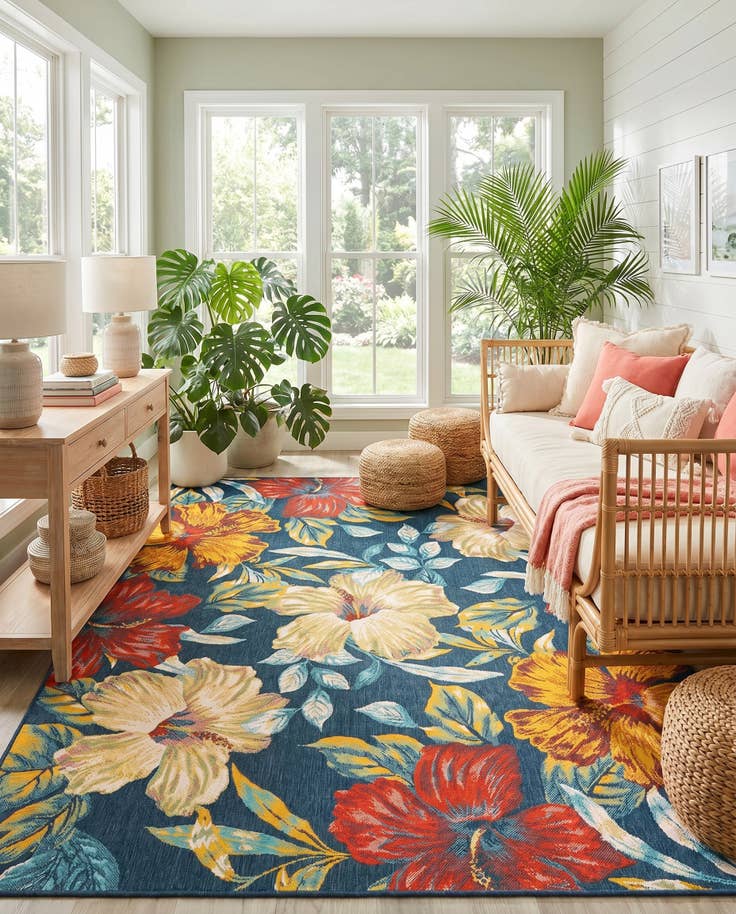Detail image of 7' 10 x 10' Easy-Clean Coastal Indoor / Outdoor Rug