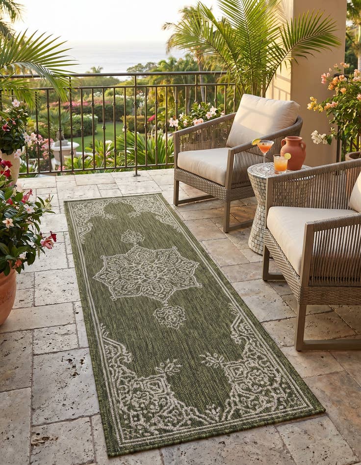 Detail image of 2' x 6' Easy-Clean Traditional Indoor / Outdoor Runner Rug
