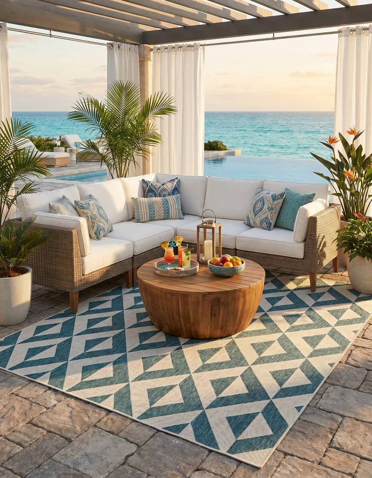 Detail image of 7' 10 x 10' Easy-Clean Jill Zarin Napa Indoor / Outdoor Rug