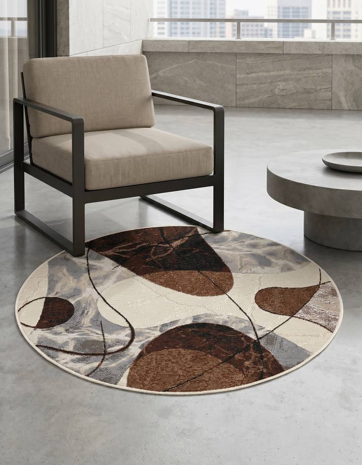 Detail image of 3' x 3' Easy-Clean Modern Indoor / Outdoor Round Rug