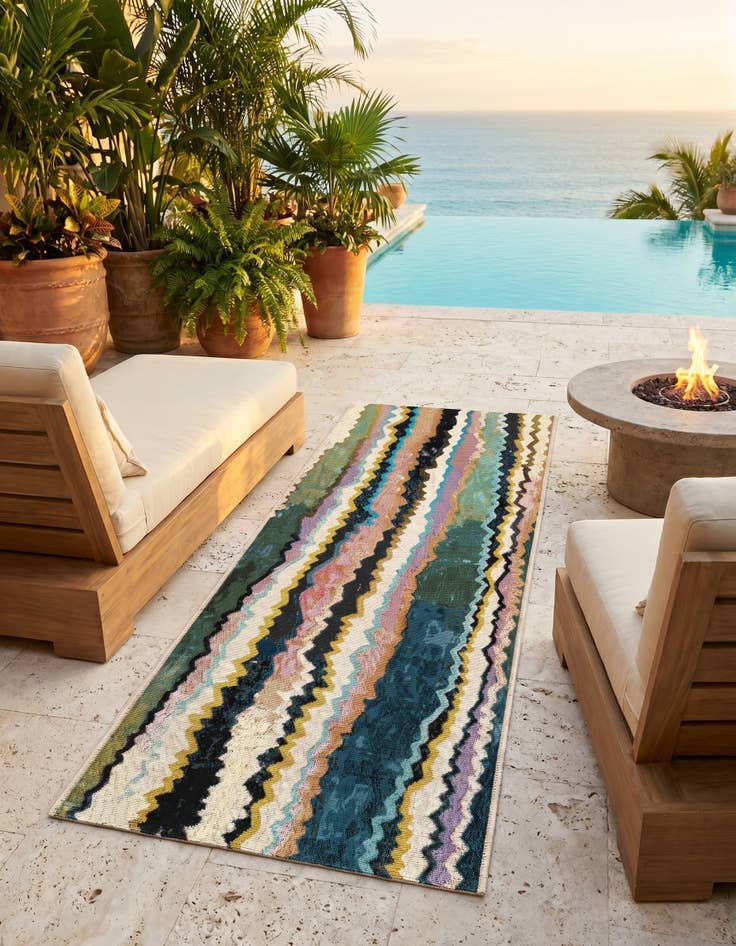 Detail image of 2' x 5' Easy-Clean Modern Indoor / Outdoor Runner Rug