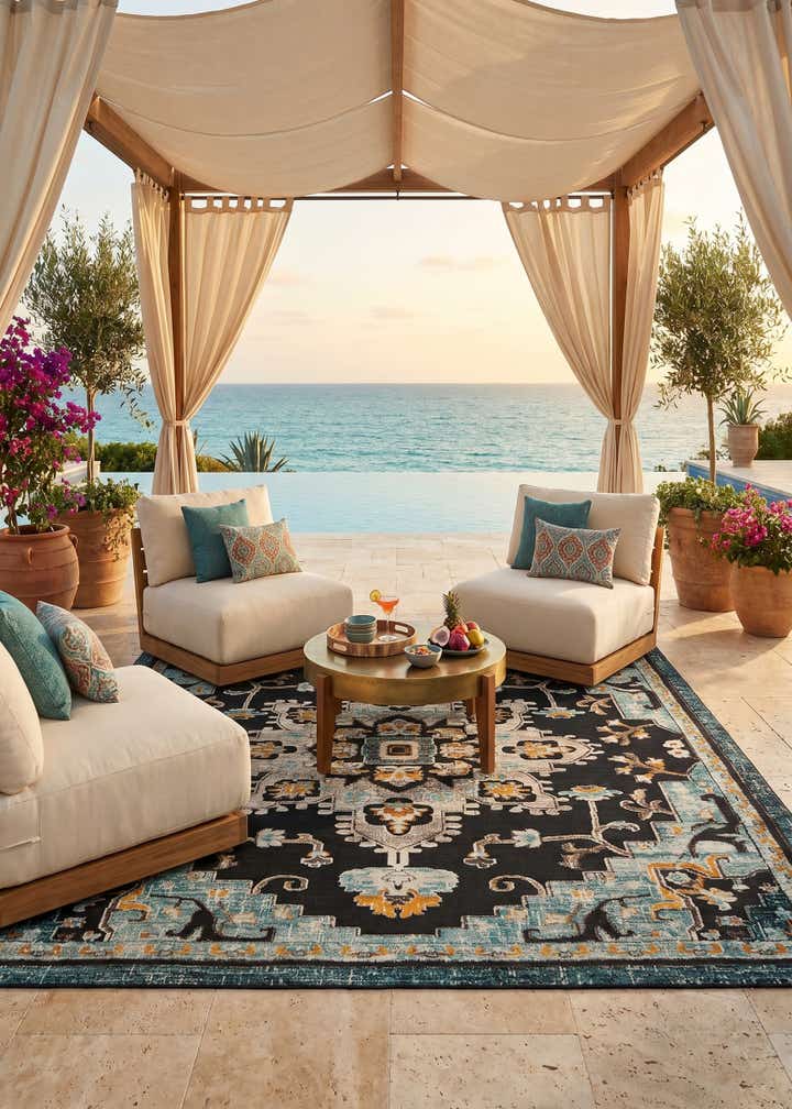 10' x 10' Easy-Clean Casablanca Indoor / Outdoor Square Rug