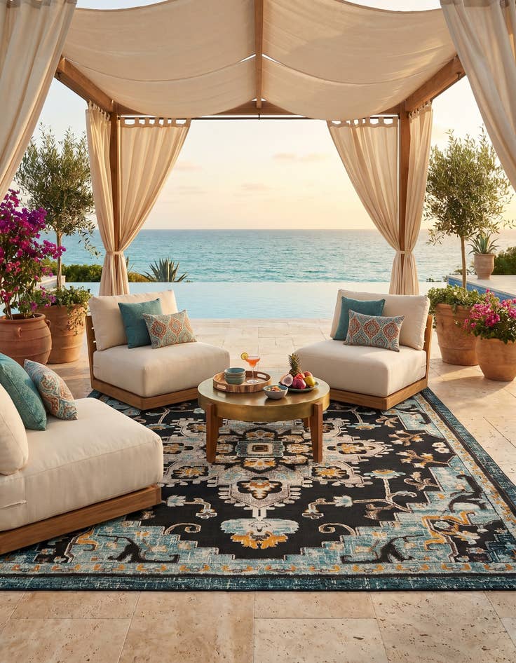 Detail image of 10' x 10' Easy-Clean Casablanca Indoor / Outdoor Square Rug