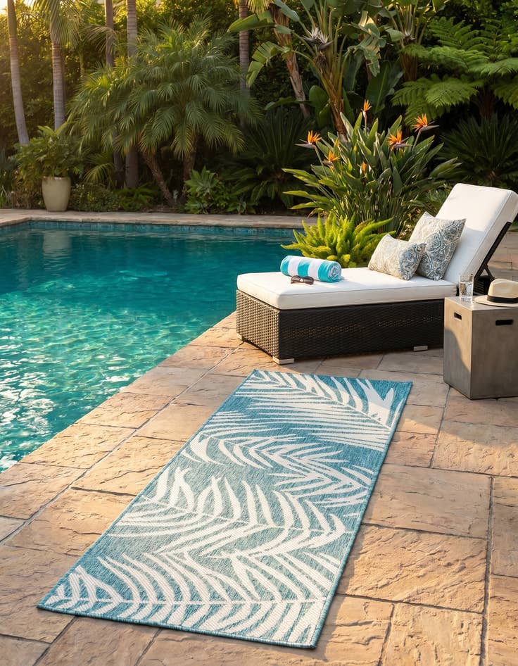 Detail image of 2' x 6' Easy-Clean Botanical Indoor / Outdoor Runner Rug