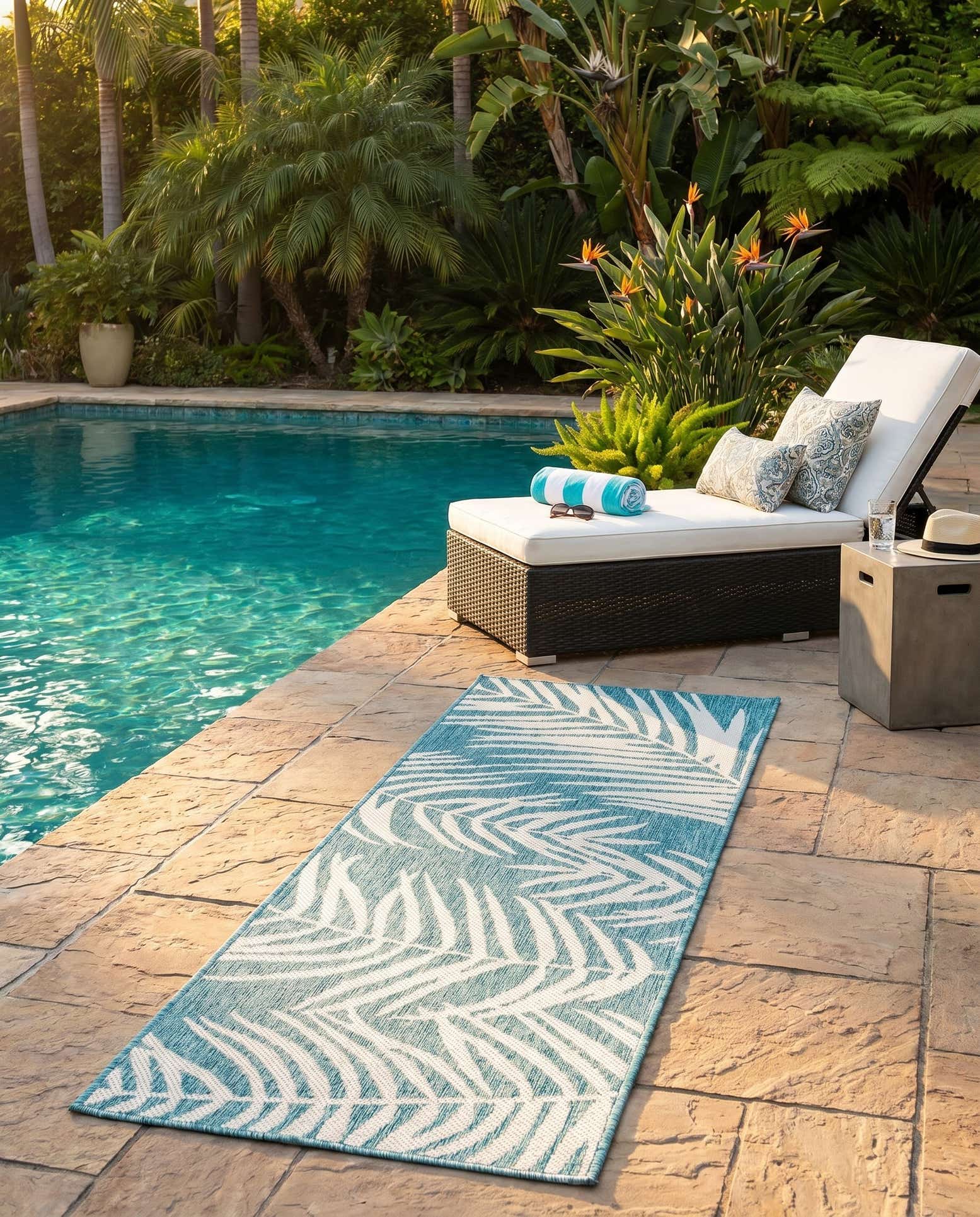 2' x 6' Easy-Clean Botanical Indoor / Outdoor Runner Rug