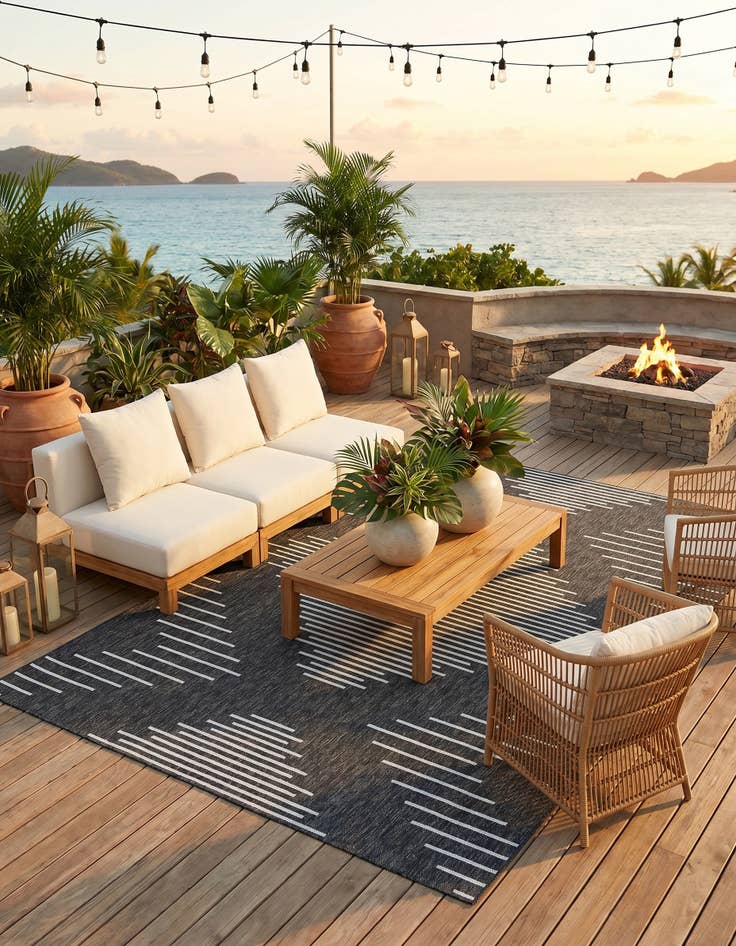 Detail image of 7' x 10' Easy-Clean Modern Indoor / Outdoor Rug