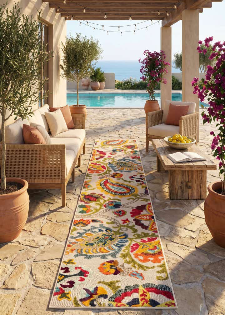 2' 7 x 12' Easy-Clean Casablanca Indoor / Outdoor Runner Rug