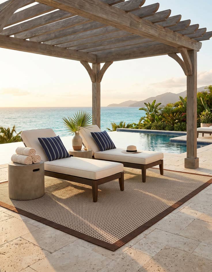 Detail image of 7' 10 x 7' 10 Easy-Clean Border Indoor / Outdoor Square Rug