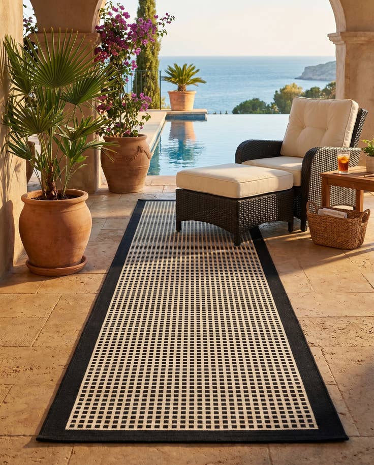 Detail image of 2' x 8' Easy-Clean Border Indoor / Outdoor Runner Rug