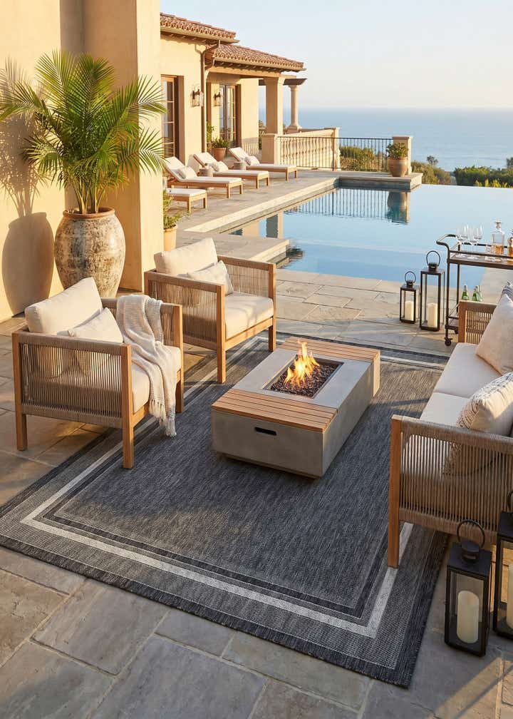 7' 10 x 10' Easy-Clean Border Indoor / Outdoor Rug
