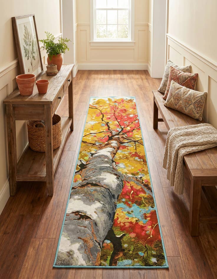 Detail image of 2' x 8' Easy-Clean Botanical Indoor / Outdoor Runner Rug