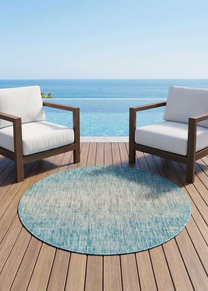 4' x 4' Easy-Clean Modern Indoor / Outdoor Round Rug