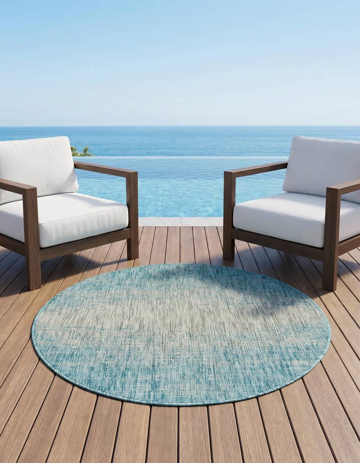 Detail image of 4' x 4' Easy-Clean Modern Indoor / Outdoor Round Rug