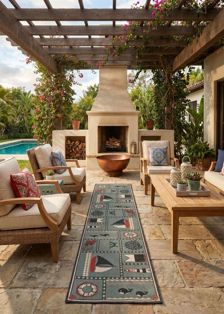 2' 7 x 12' Easy-Clean Coastal Indoor / Outdoor Runner Rug