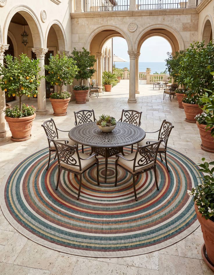 Detail image of 12' x 12' Easy-Clean Baja Indoor / Outdoor Round Rug