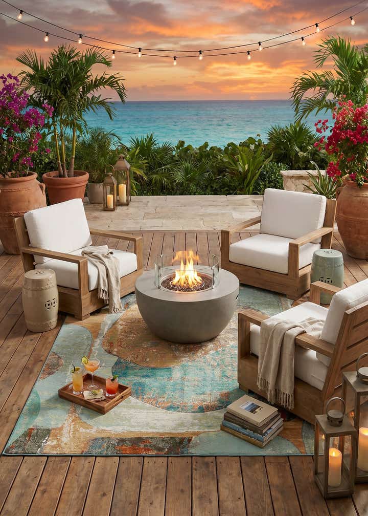 9' x 12' Easy-Clean Modern Indoor / Outdoor Rug