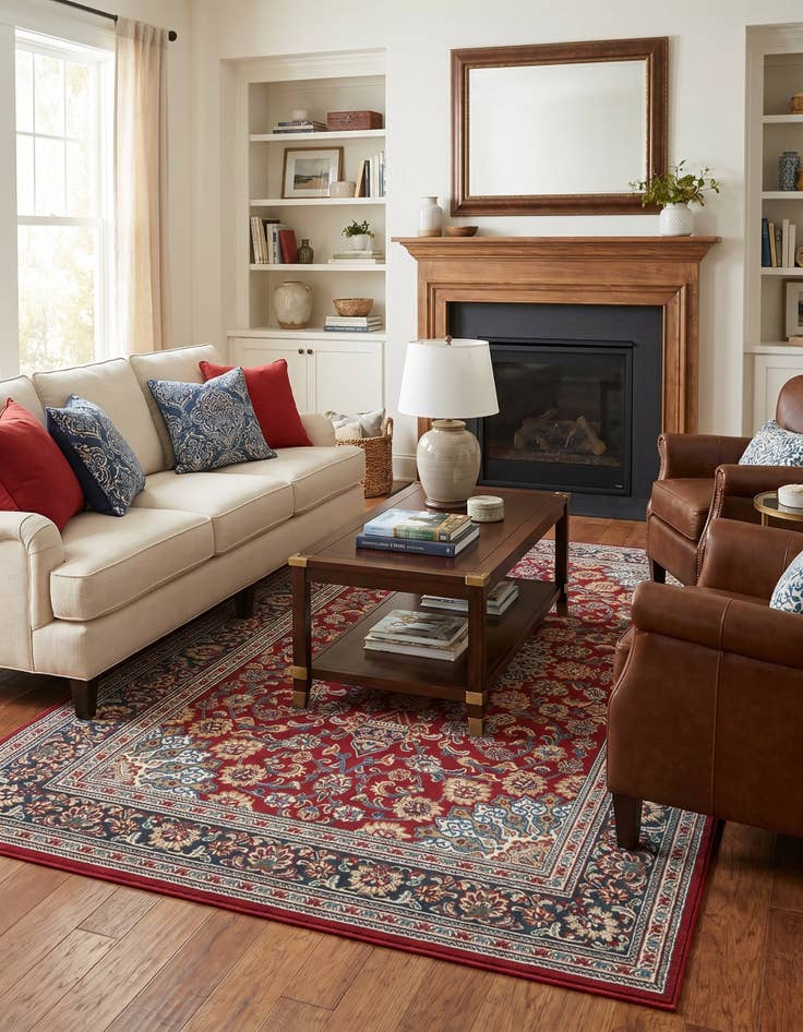 Detail image of 5' 3 x 8' Easy-Clean Traditional Indoor / Outdoor Rug