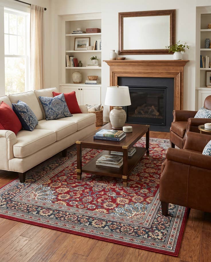 Detail image of 5' 3 x 8' Easy-Clean Traditional Indoor / Outdoor Rug