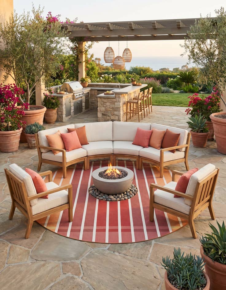 Detail image of 10' x 10' Easy-Clean Ribbon Indoor / Outdoor Round Rug