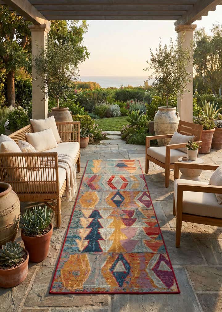 2' 7 x 7' Easy-Clean Modern Indoor / Outdoor Runner Rug