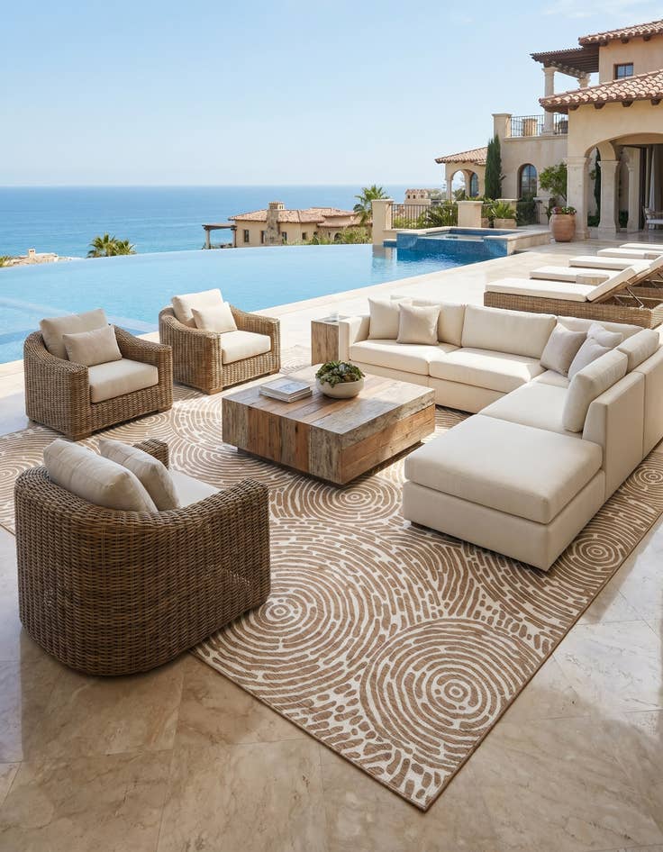 Detail image of 13' x 13' Easy-Clean Modern Indoor / Outdoor Square Rug