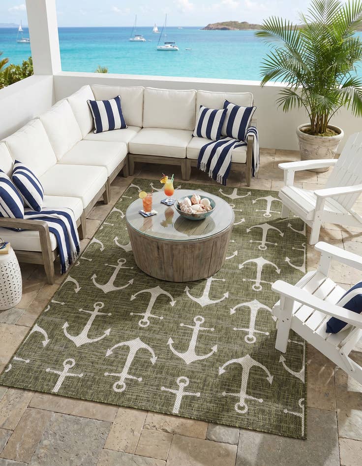 Detail image of 5' 3 x 8' Easy-Clean Coastal Indoor / Outdoor Rug