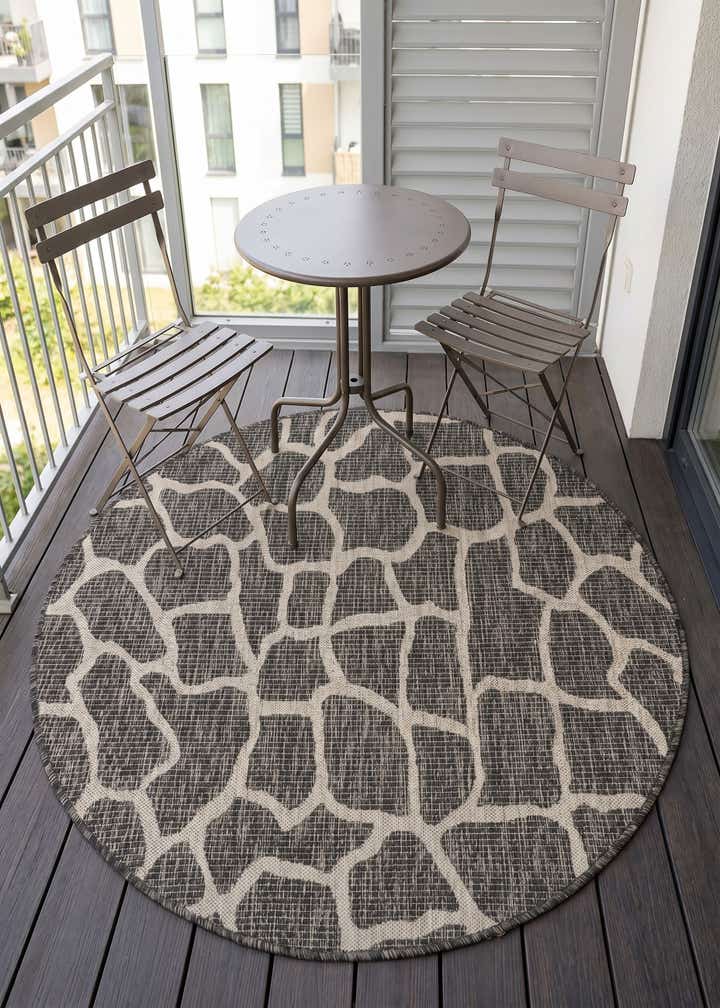 4' x 4' Easy-Clean Safari Indoor / Outdoor Round Rug