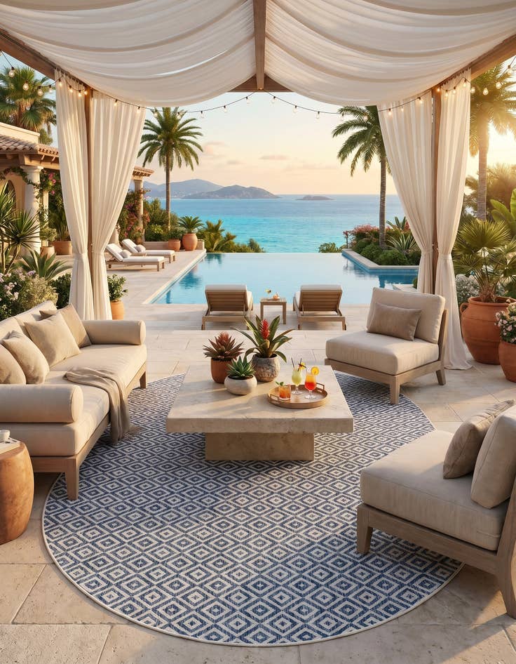 Detail image of 7' 10 x 10' Easy-Clean Jill Zarin Costa Rica Indoor / Outdoor Oval Rug