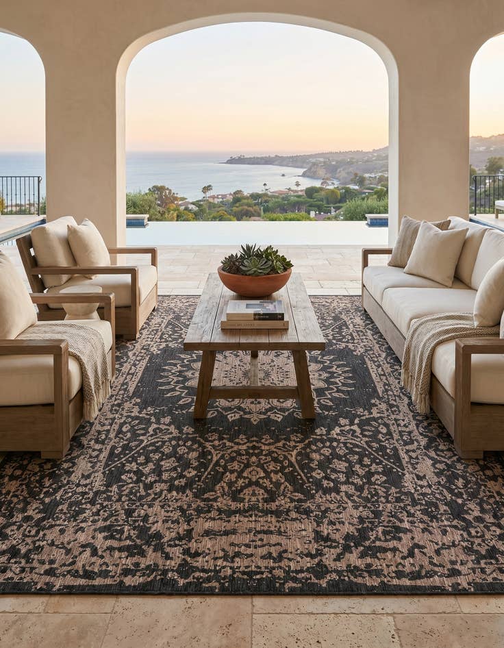 Detail image of 10' x 14' Easy-Clean Traditional Indoor / Outdoor Rug
