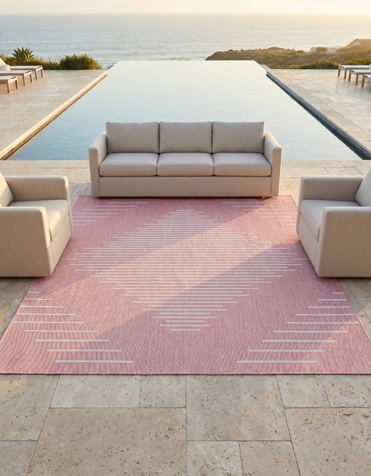Detail image of 10' 8 x 10' 8 Easy-Clean Modern Indoor / Outdoor Square Rug
