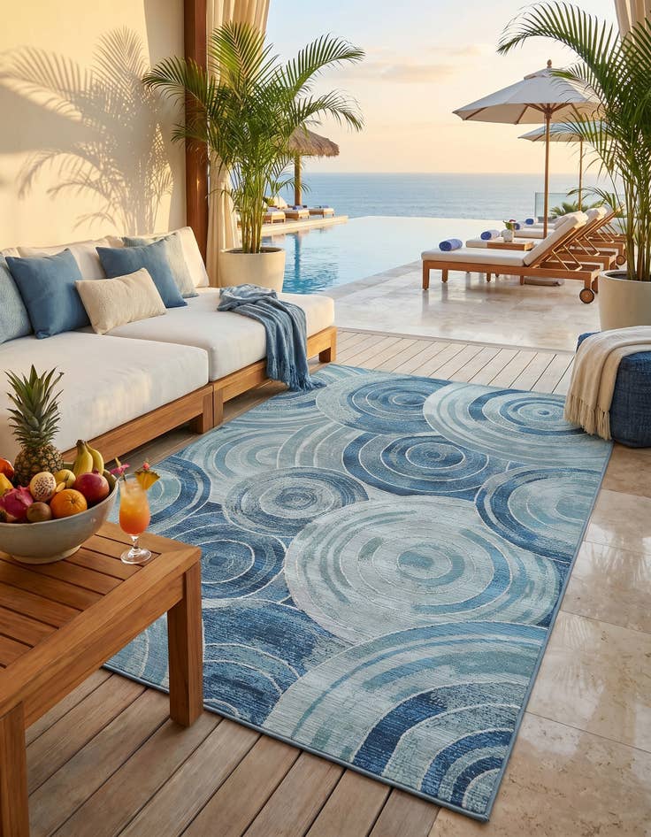 Detail image of 5' 3 x 8' Easy-Clean Modern Indoor / Outdoor Rug