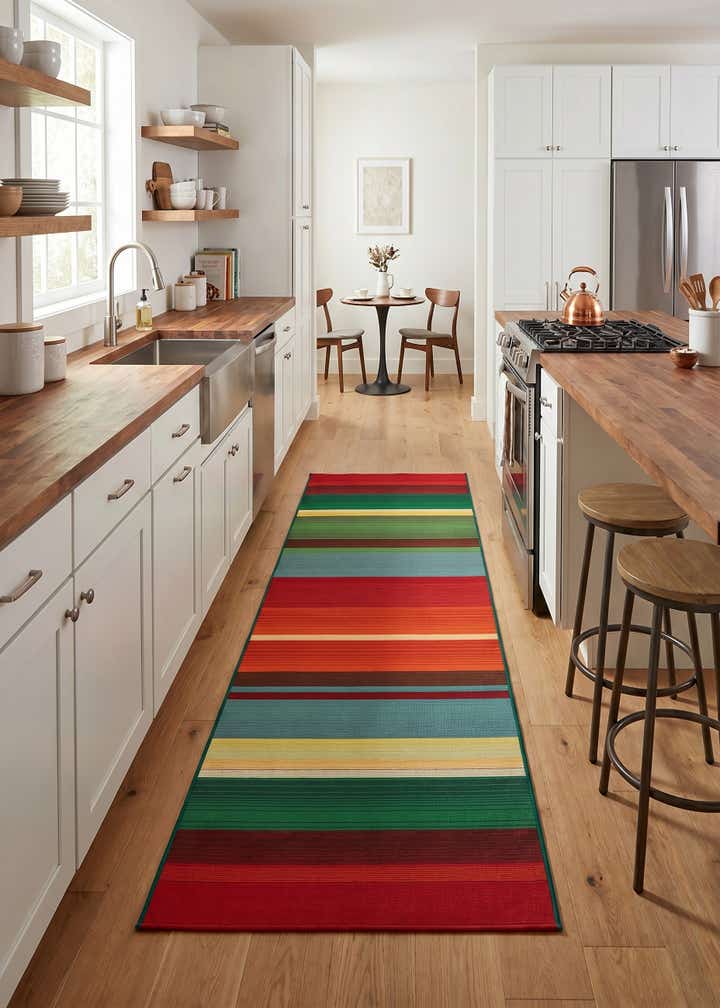 2' 7 x 7' Easy-Clean Modern Indoor / Outdoor Runner Rug