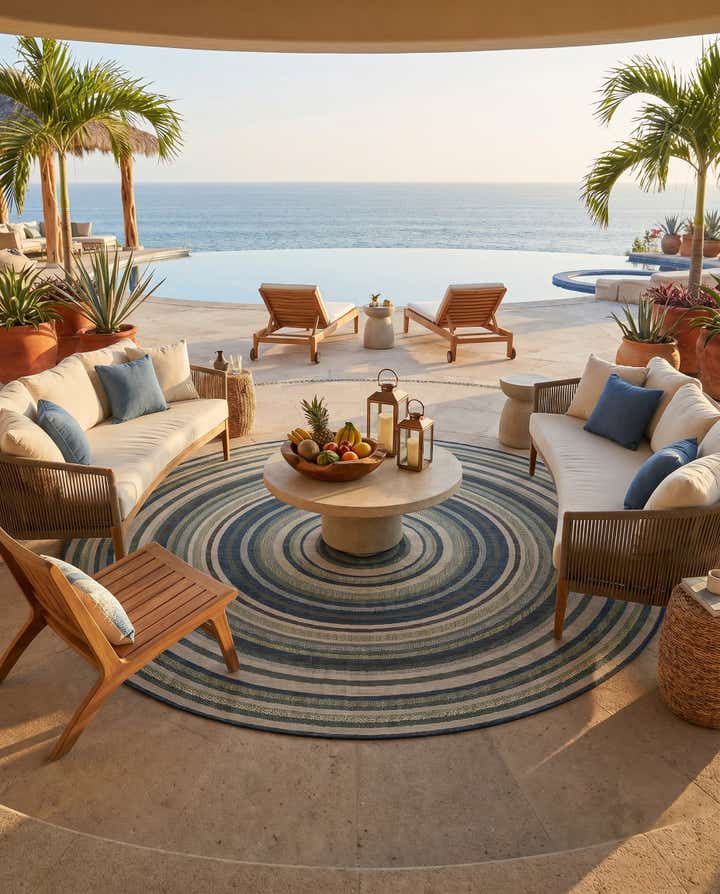 10' x 10' Easy-Clean Baja Indoor / Outdoor Round Rug