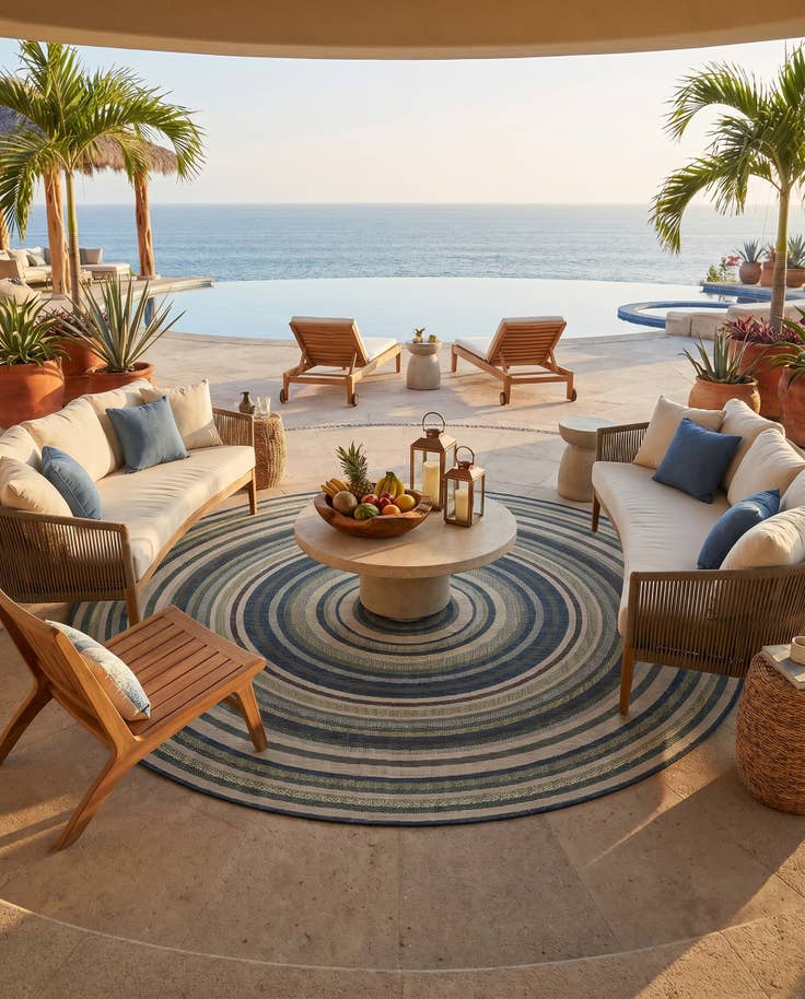Detail image of 10' x 10' Easy-Clean Baja Indoor / Outdoor Round Rug
