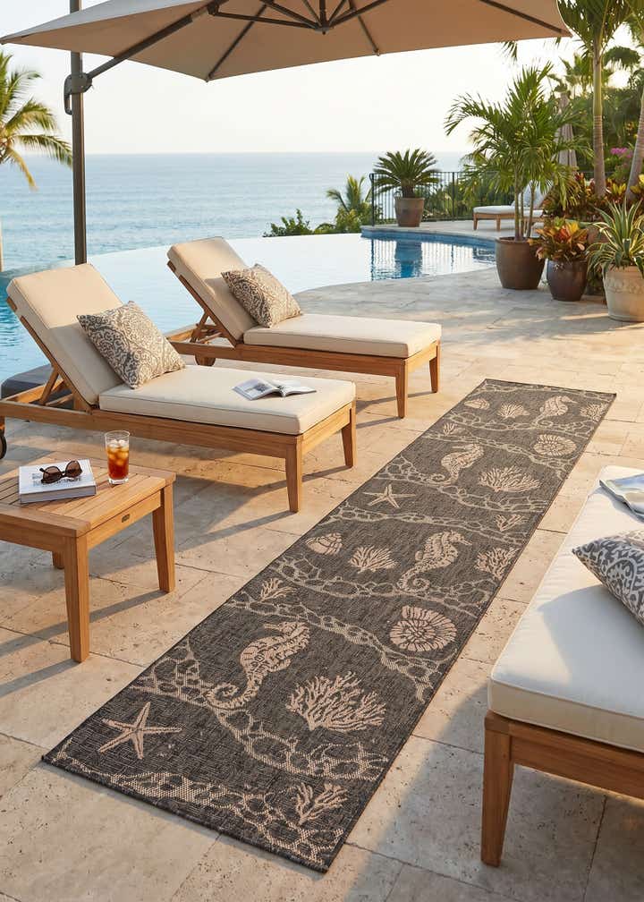 2' 7 x 12' Easy-Clean Coastal Indoor / Outdoor Runner Rug