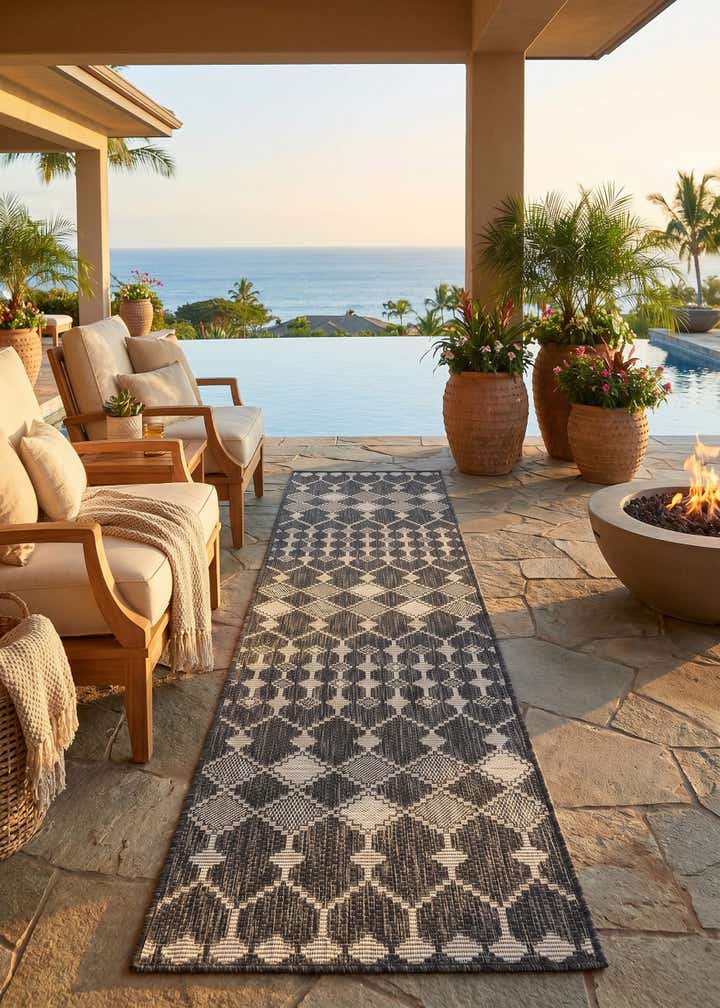 2' x 8' Easy-Clean Trellis Indoor / Outdoor Runner Rug